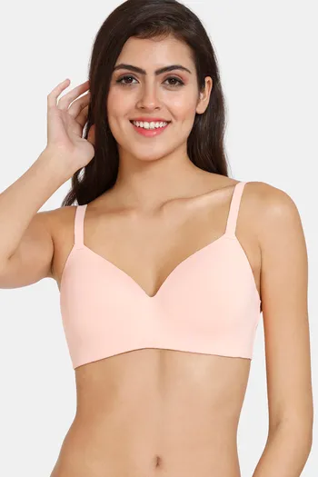 Buy Zivame Wonderwire Padded Non Wired 3/4th Coverage T-Shirt Bra - Peach Pearl
